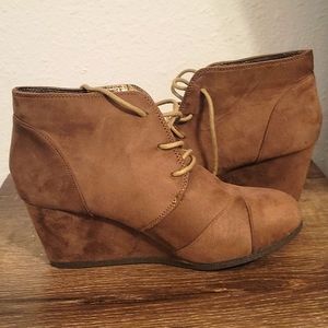 Brown suede booties